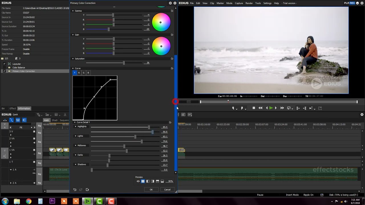 31 COLOR CORRECTION PRIMARY COLOR CORRECTION FILTER || Wedding Film Maker || Edius Classes
