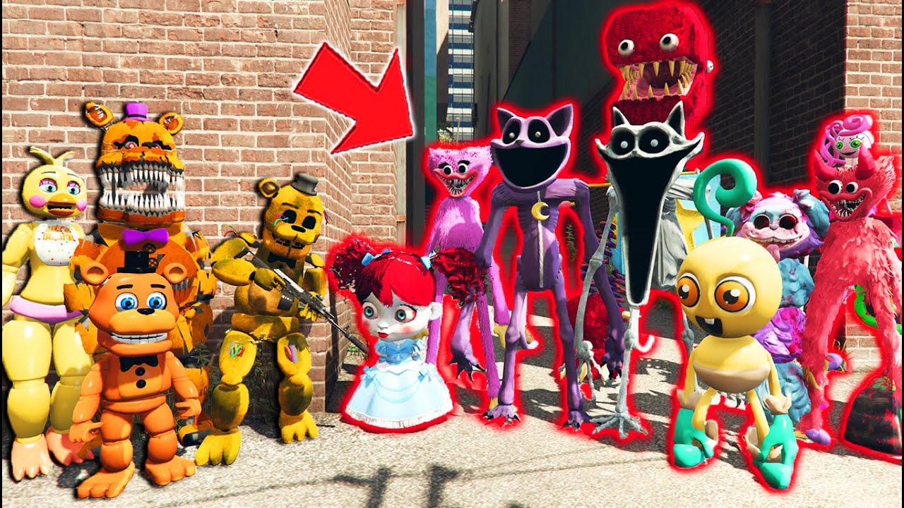 ANIMATRONICS vs ALL POPPY PLAYTIME CHAPTER 3 CHARACTERS (GTA 5 FNAF Mods)