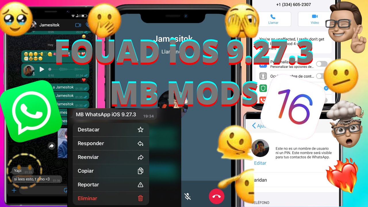 NEW WHATSAPP FOUAD iOS 9.27.2 IPHONE STYLE ON ANDROID WITH REACTIONS & NEW EMOJIS IOS 15.4 - MB MODS