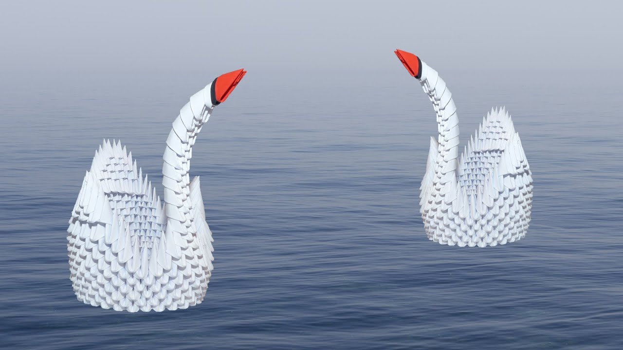3D Origami Schwan Tutorial Modell 2 (Deutsch) - 3D origami swan tutorial model 2