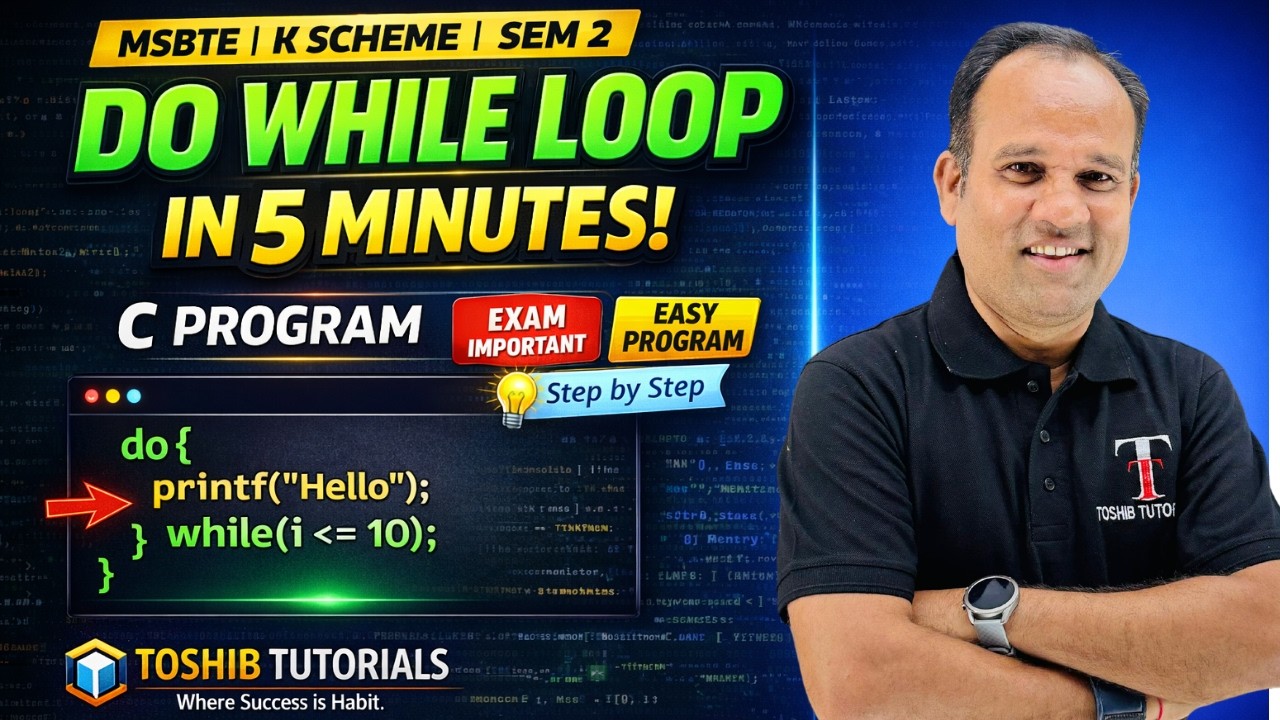 Program for Do While loop | Programming in C Language | PIC | Sem 2 | MSBTE | Toshib Tutorials