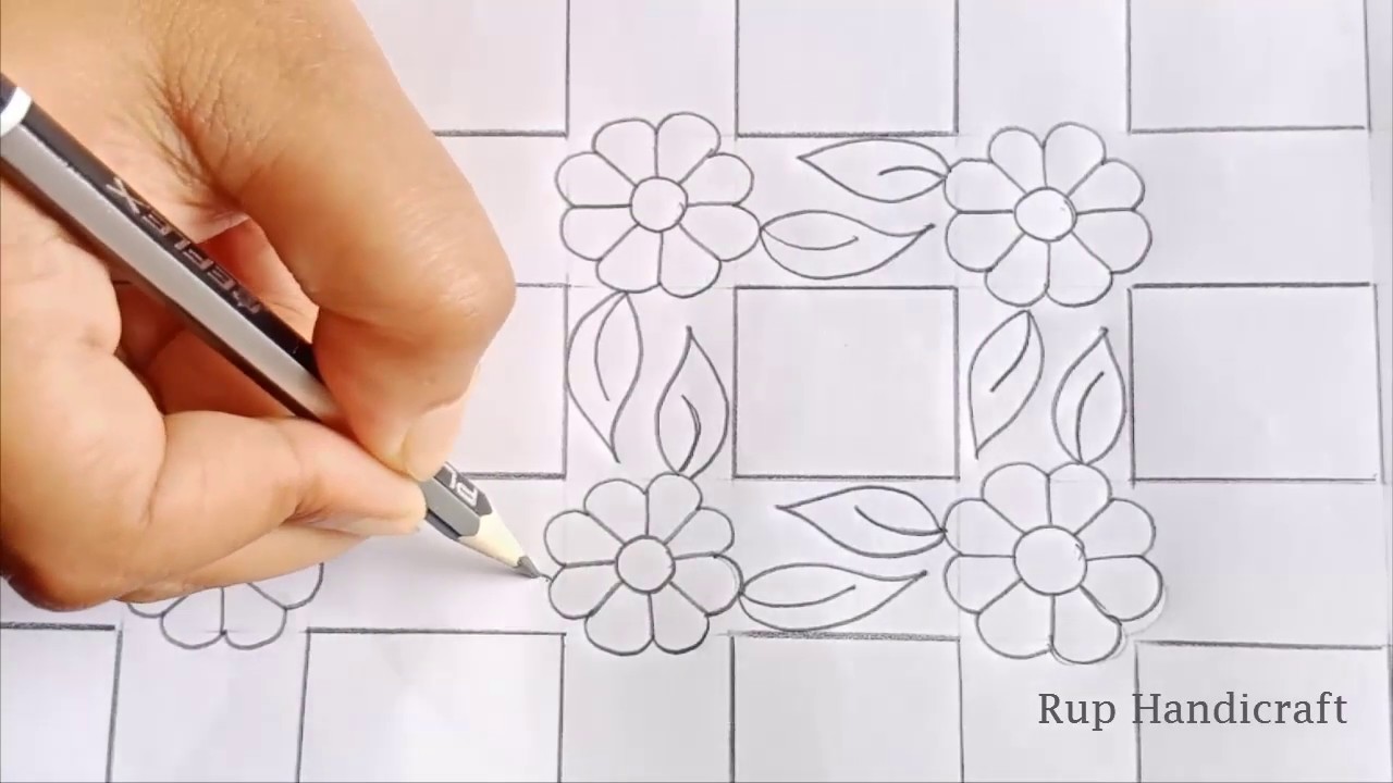 ফুলকারি ওড়নার ডিজাইন টিউটোরিয়া-20,How to draw Phulkari orna dupatta easy design