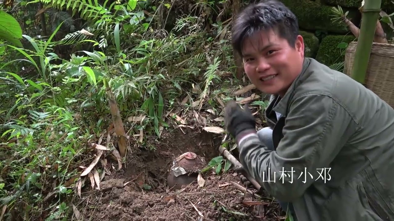 小伙去后山挖山竹笋，挖到一个老坛子，里面有的东西不认识