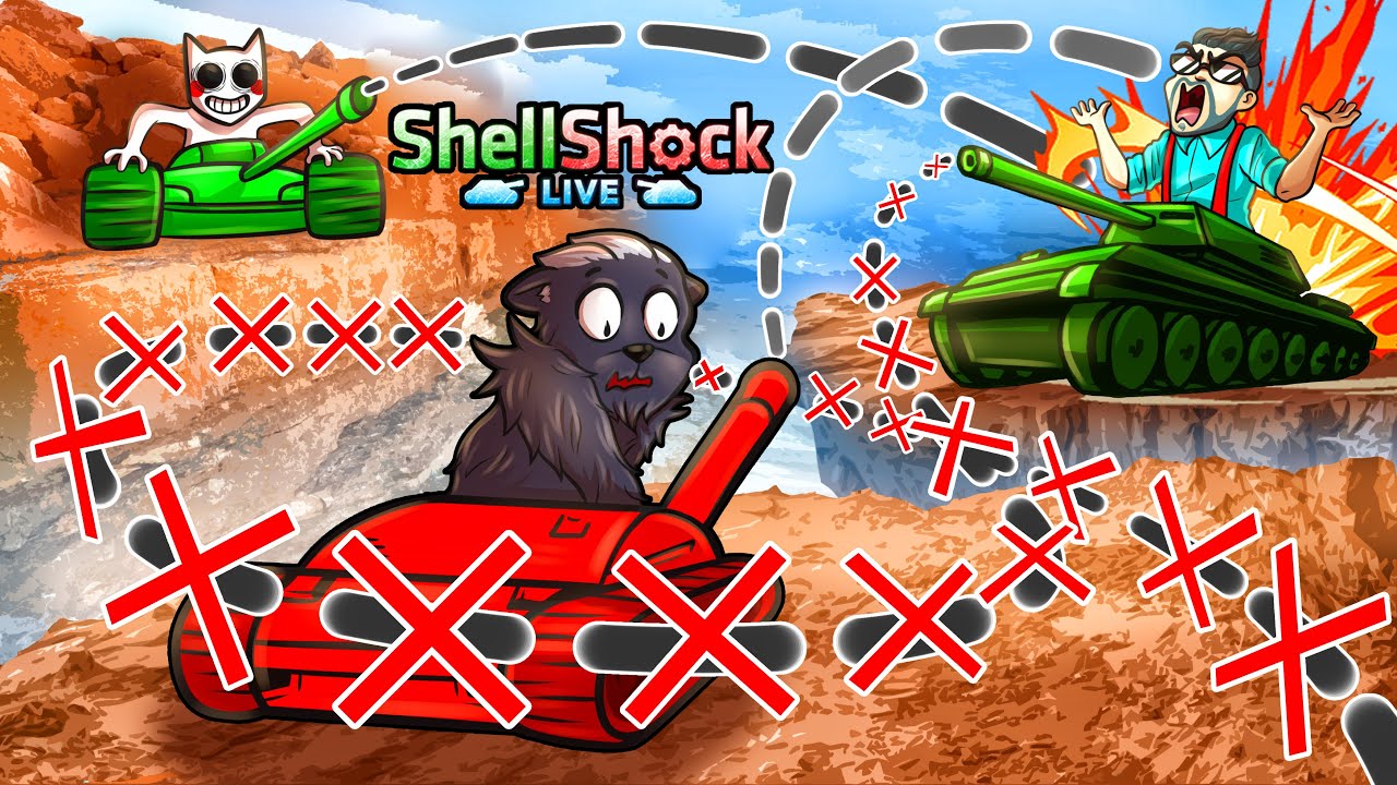 КАК ЦЕЛИТЬСЯ В 2D ТАНКАХ, ЕСЛИ НЕТУ ТРАЕКТОРИИ? УГАРНАЯ БИТВА ТАНКОВ В SHELLSHOCK LIVE