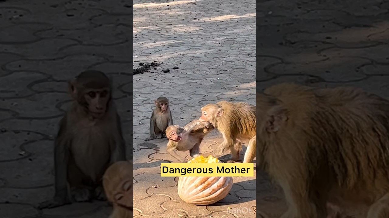 OMG! Wild Mother Monkey Attacked 🔥😱#shotrs #monkey #attack #monkeyvideo #bandar #mothermonkey
