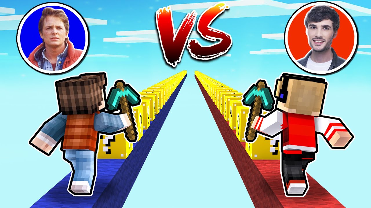 MCFLY VS JP NA CORRIDA REALISTA DE LUCKY BLOCK NO MINECRAFT !