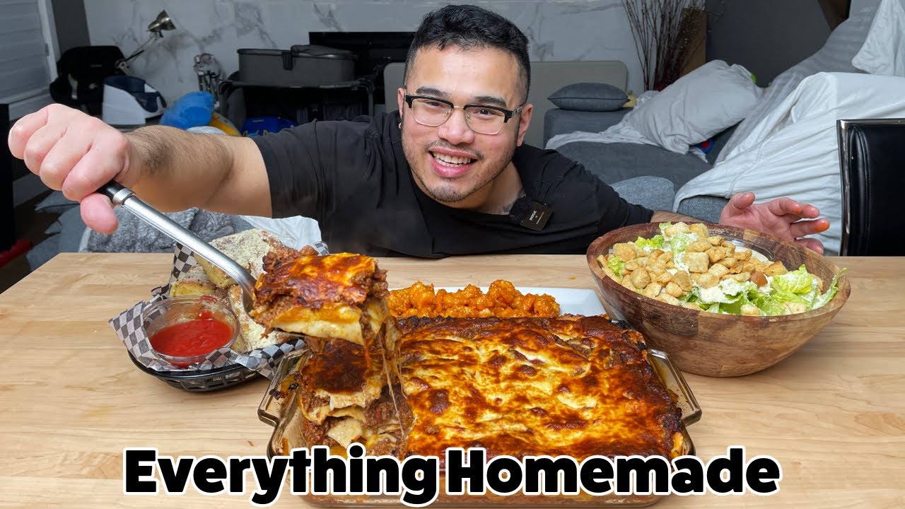 Lasagna Family Feast w/ All Your Fixing Recipe - Everything Made At Home
