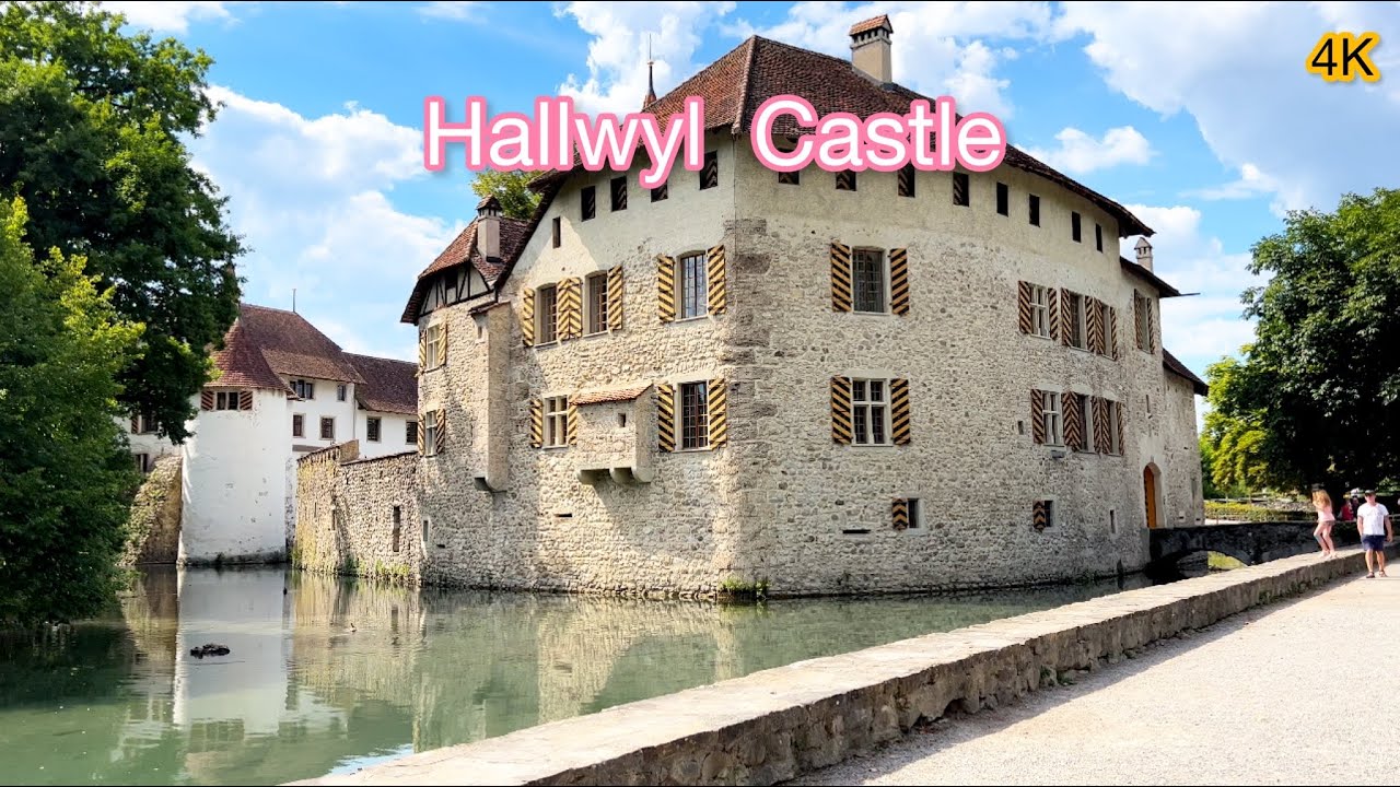 Hallwyl Castle, Switzerland🇨🇭. [4k] Walking along Hallwyl lake