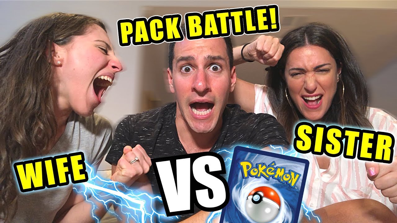 *BIG POKEMON CARDS OPENING PACK BATTLE!* Leonhart's WIFE Versus SISTER!