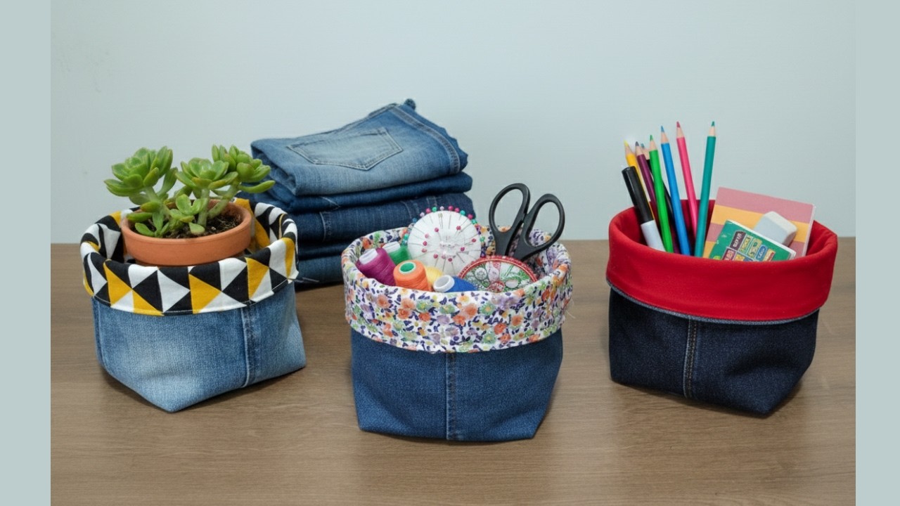 Muito fácil! Do Lixo ao Luxo: Organize sua Casa com Sobras de Jeans e Retalhos