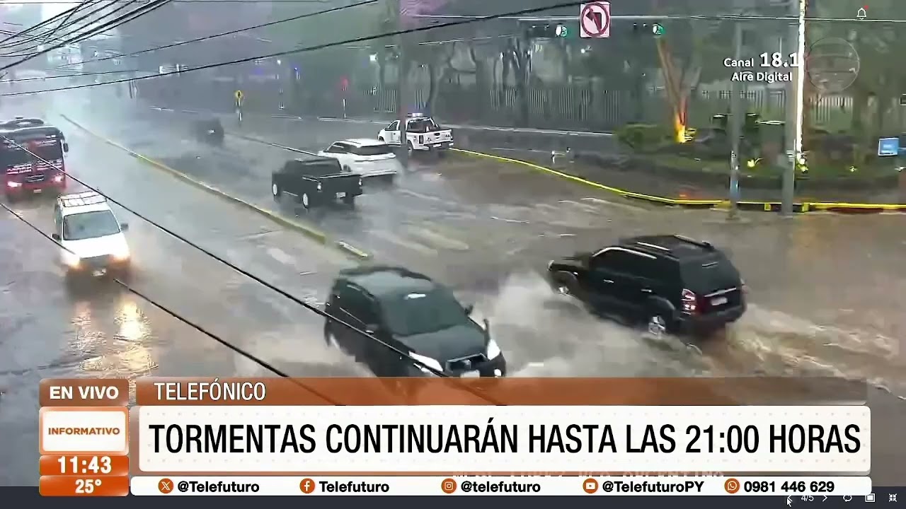 Torrencial lluvia en Asunción y Central