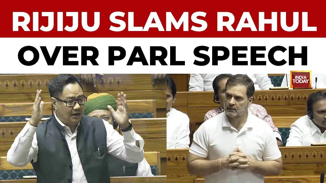 Lok Sabha Showdown: Rahul Gandhi Calls Vote Theft 'Anti-National'; Kiren Rijiju Slams LoP