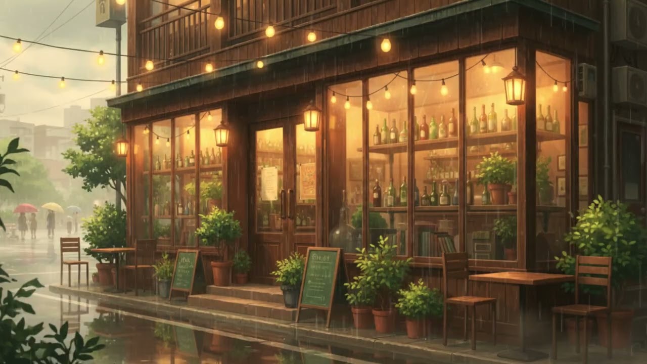 Cozy Balcony in the Rain ☔🐾 Cat by the Window, Vintage City Lights | Lofi Beats for Calm Focus