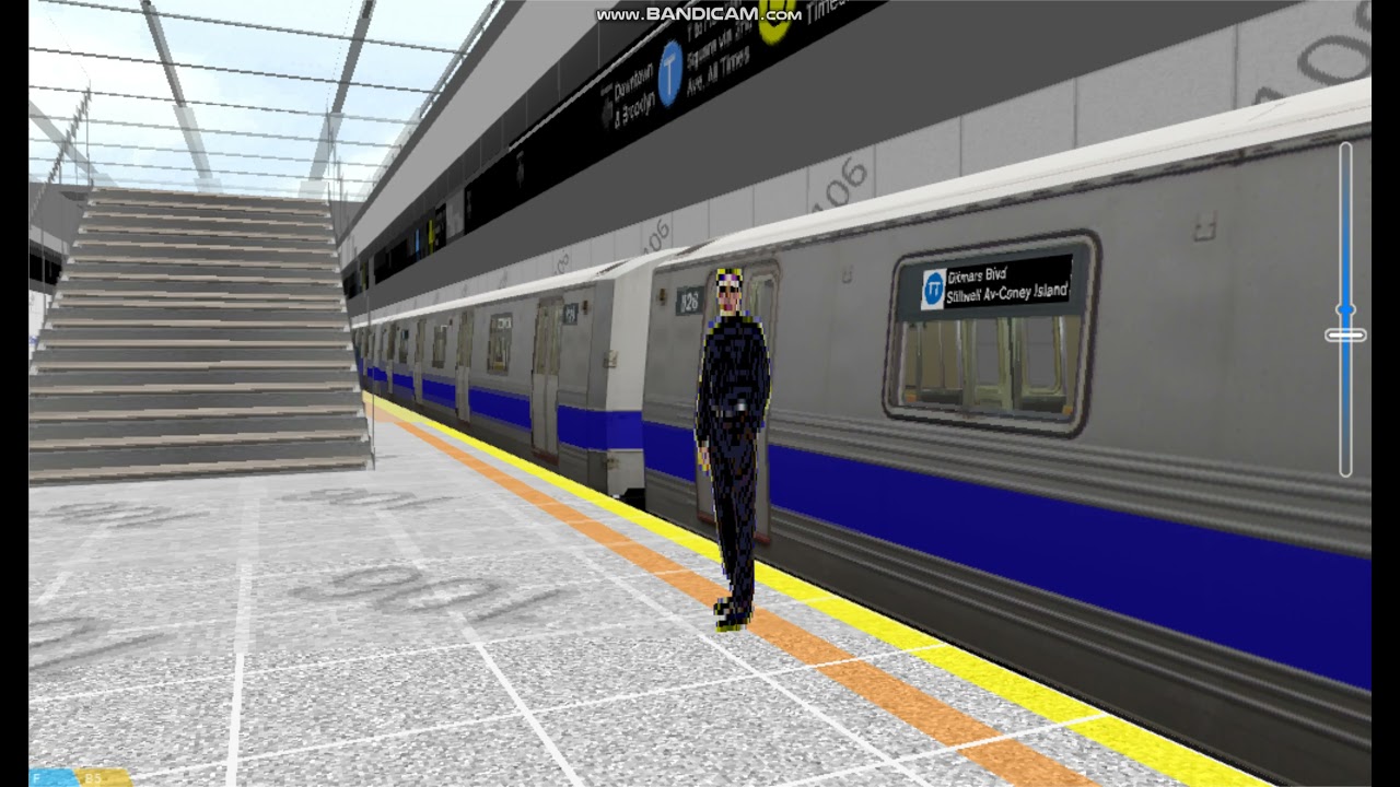 Openbve R46 Blue Stripe unimark signs 2ndave TT train arriving and departing at 106th Street