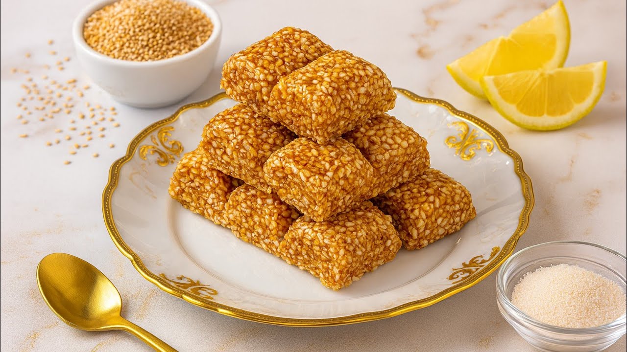حلاوة السمسمية السهلة البسيطة _ حلويات الطفولة