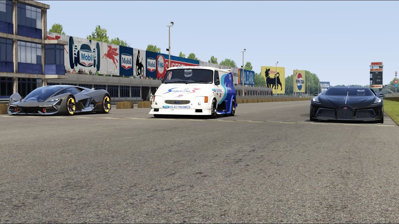 Ford Supervan 3 vs Bugatti La Voiture Noire vs Lamborghini Terzo Millennio at Monza Full Course