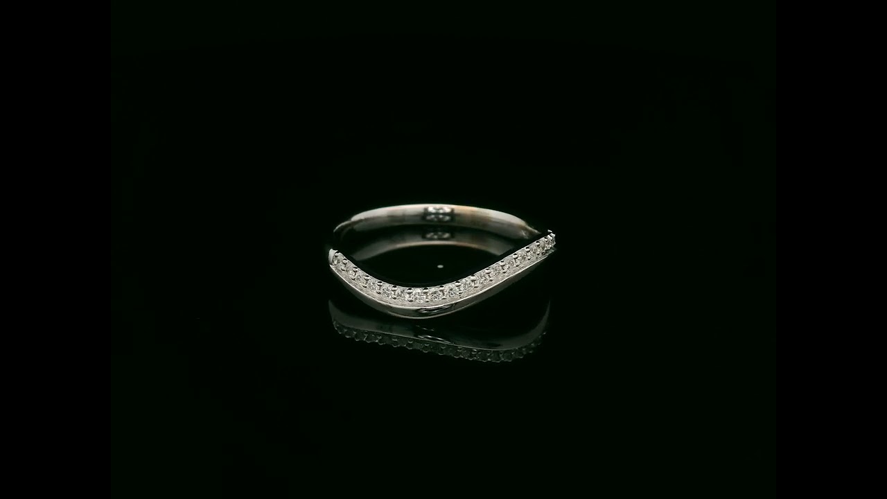 Diamond Curved Stacking Band in 18K White Gold