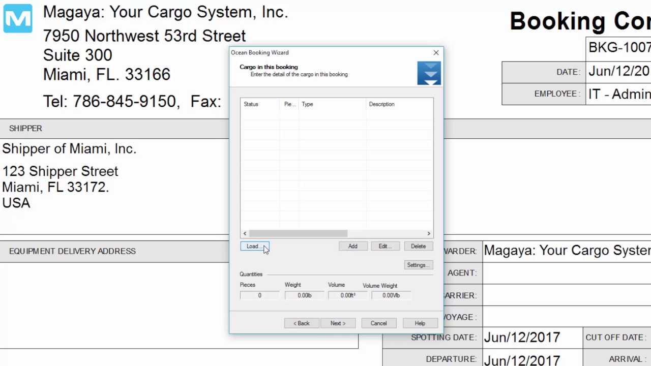 Creating Bookings in Magaya Software for Exports