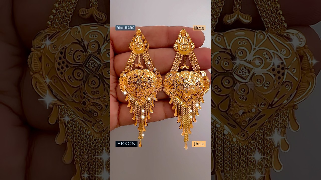 Latest Design Of ✨💕Bombay Jhala💕✨ In #18caratgold With Price&hellip; #rkon #gold #viral #jhala #earrings