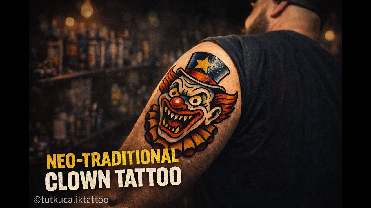 Neo-Traditional Clown Tattoo | Old School Ruh, Karanlık Detaylar