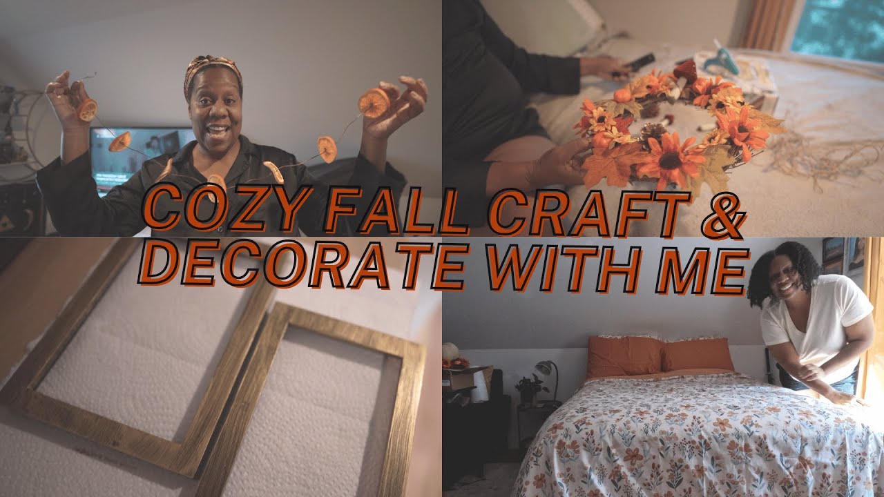 Cozy Fall Craft With Me | DIY Orange Garland, Wreath Makeover & Apartment Decor