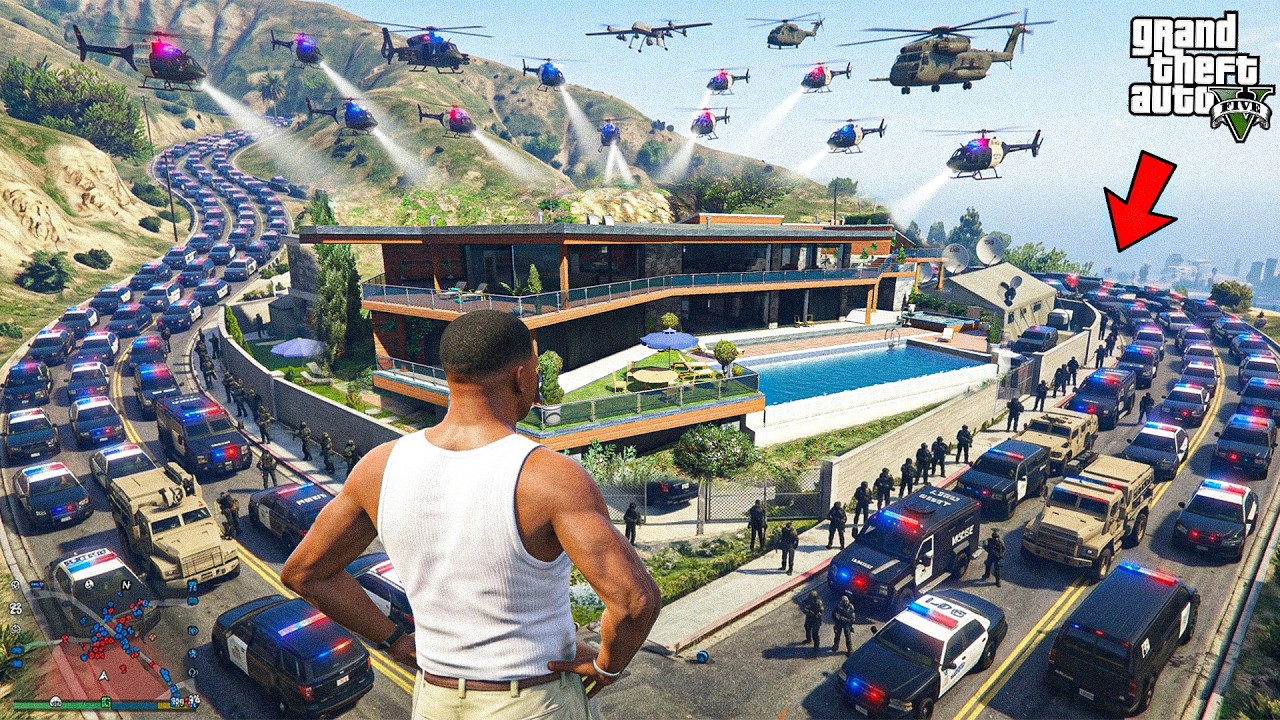 GTA 5 : Franklin's House Raided By Biggest Police Force In Gta 5 ! (GTA 5 mods)