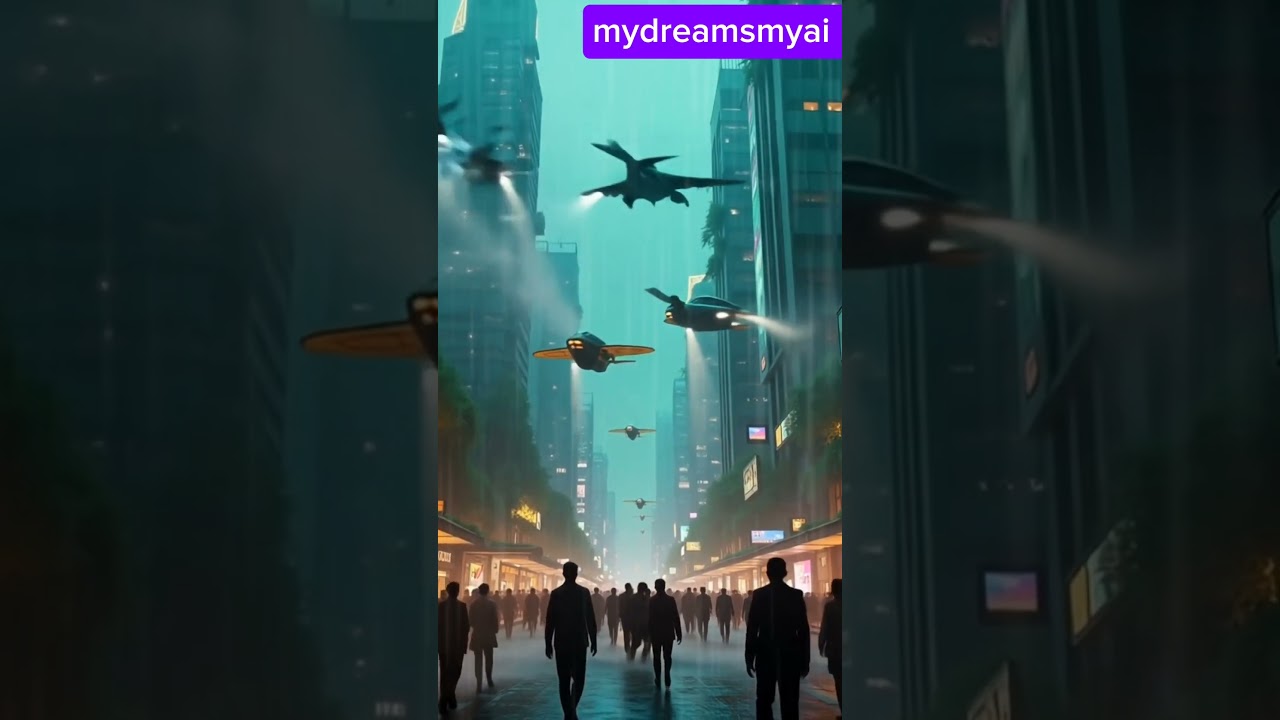 The atmosphere of the capital city in a futuristic future. #shorts #rain #rainsounds #city
