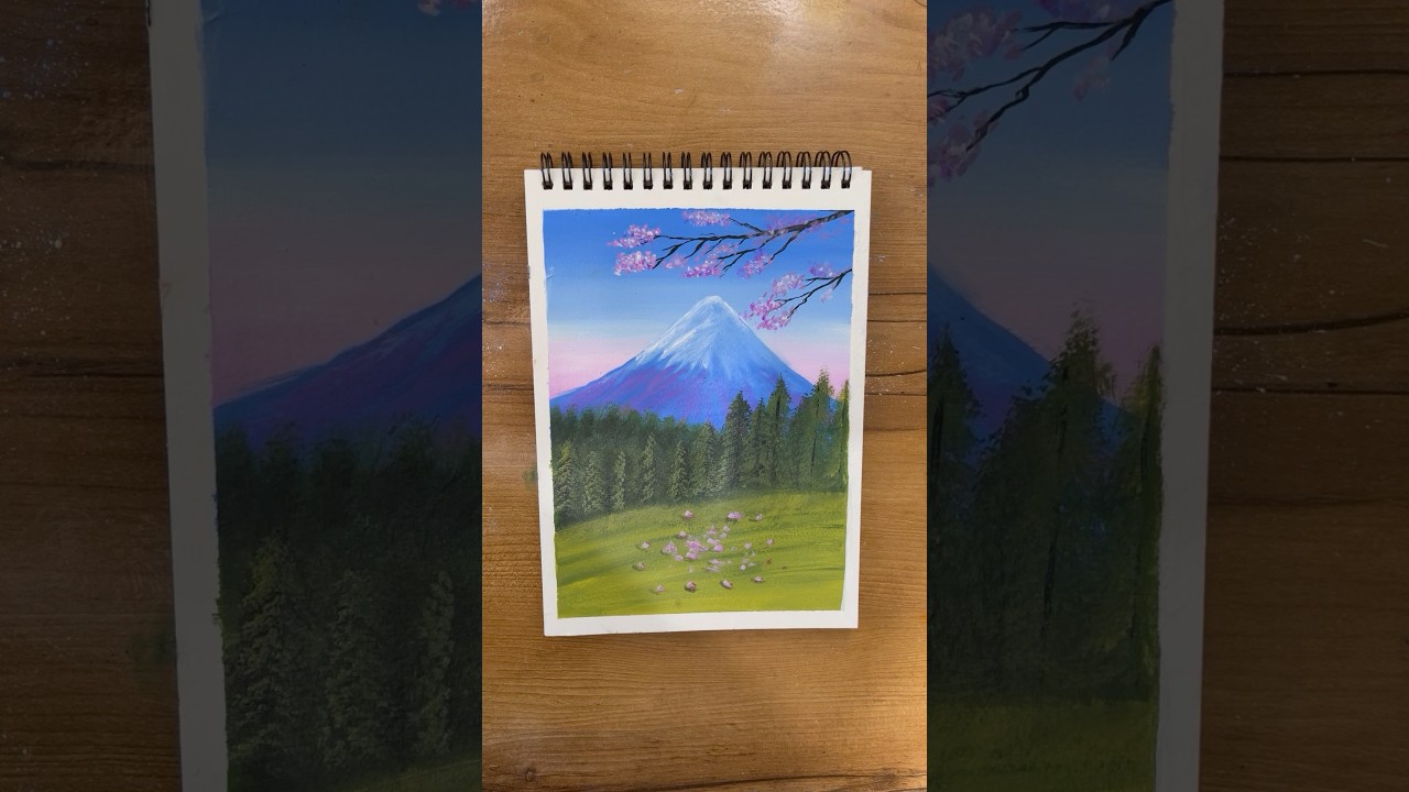 Easy mountain scenery painting #art #scenery #drawing #painting #youtubeshorts