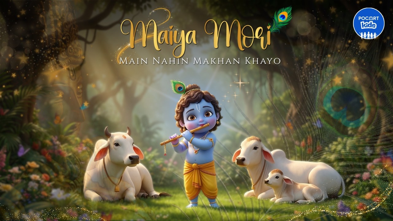 Maiya Mori Main Nahin Makhan Khayo | Cute Krishna Bhajan | 3D Animated Krishna Leela | Pocart Kids