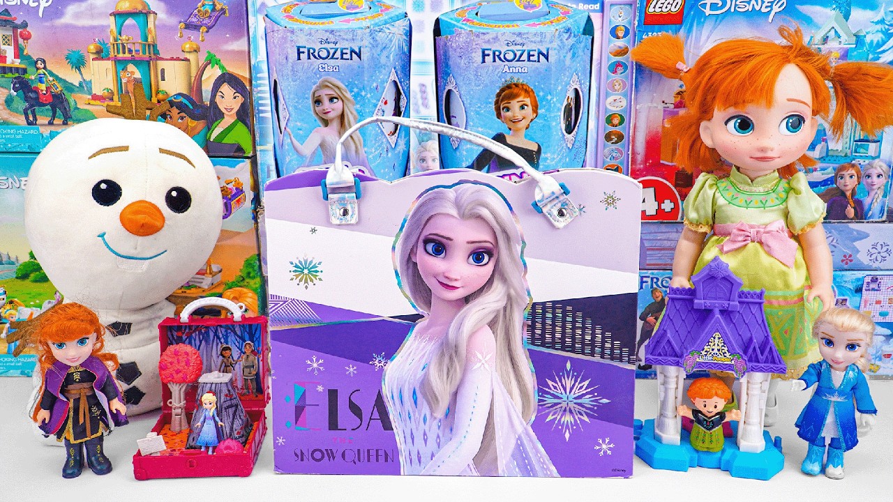 Unboxing Surprise Elsa and Anna Doll Toys | Disney Princess Spin and Reveal | Enchanted Forest Set