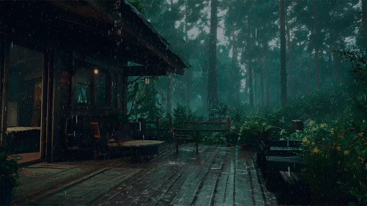 Cozy Forest Cabin Rain 🌧️ | Dark Screen for Deep Sleep No Ads