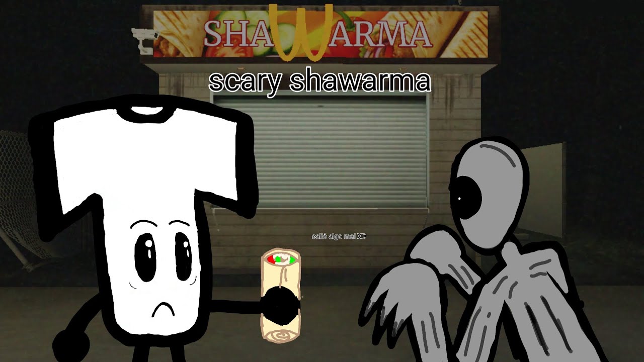 Vendiendo shawarmas en un mini local (scary shawarma) XD 