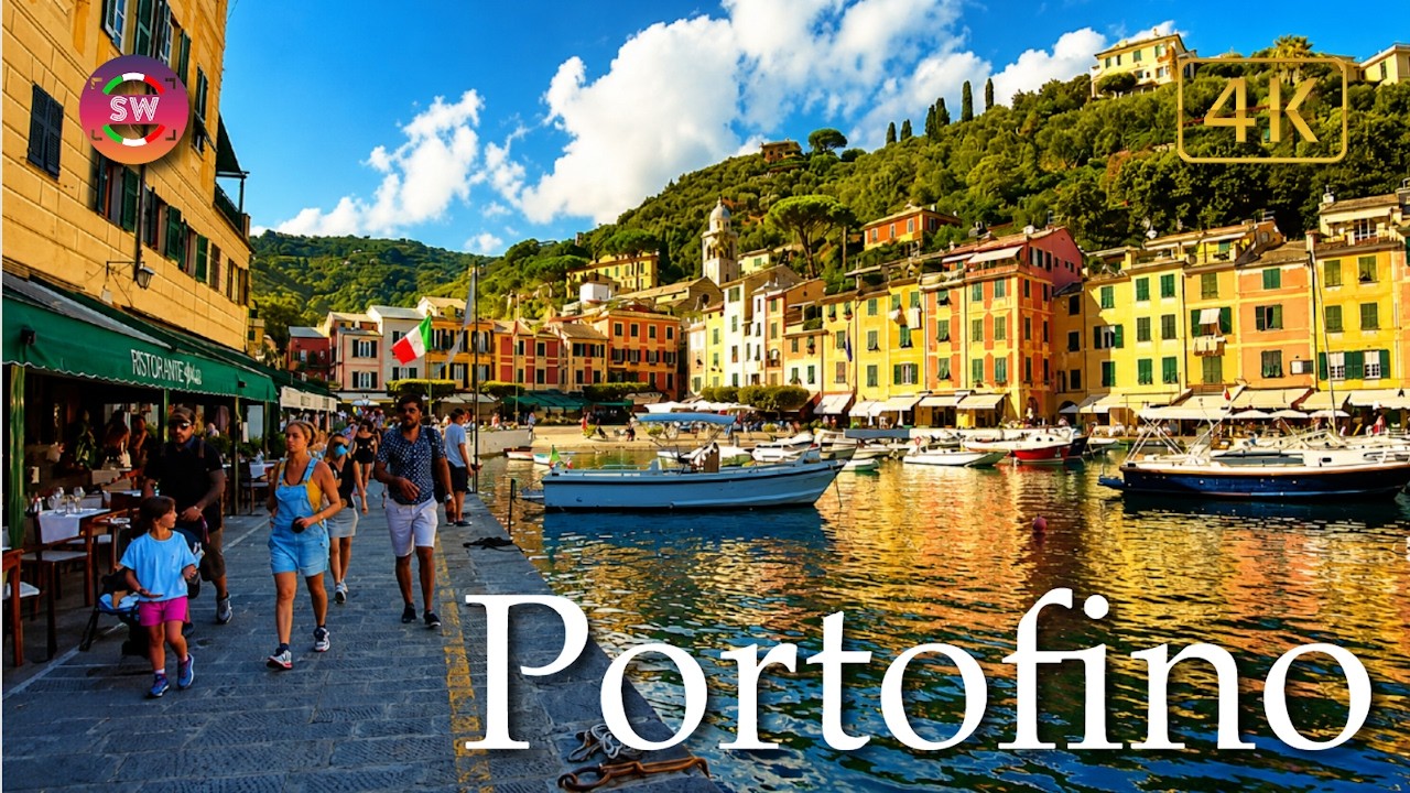 Portofino (Liguria), Italy【Walking Tour】History in Subtitles - 4K