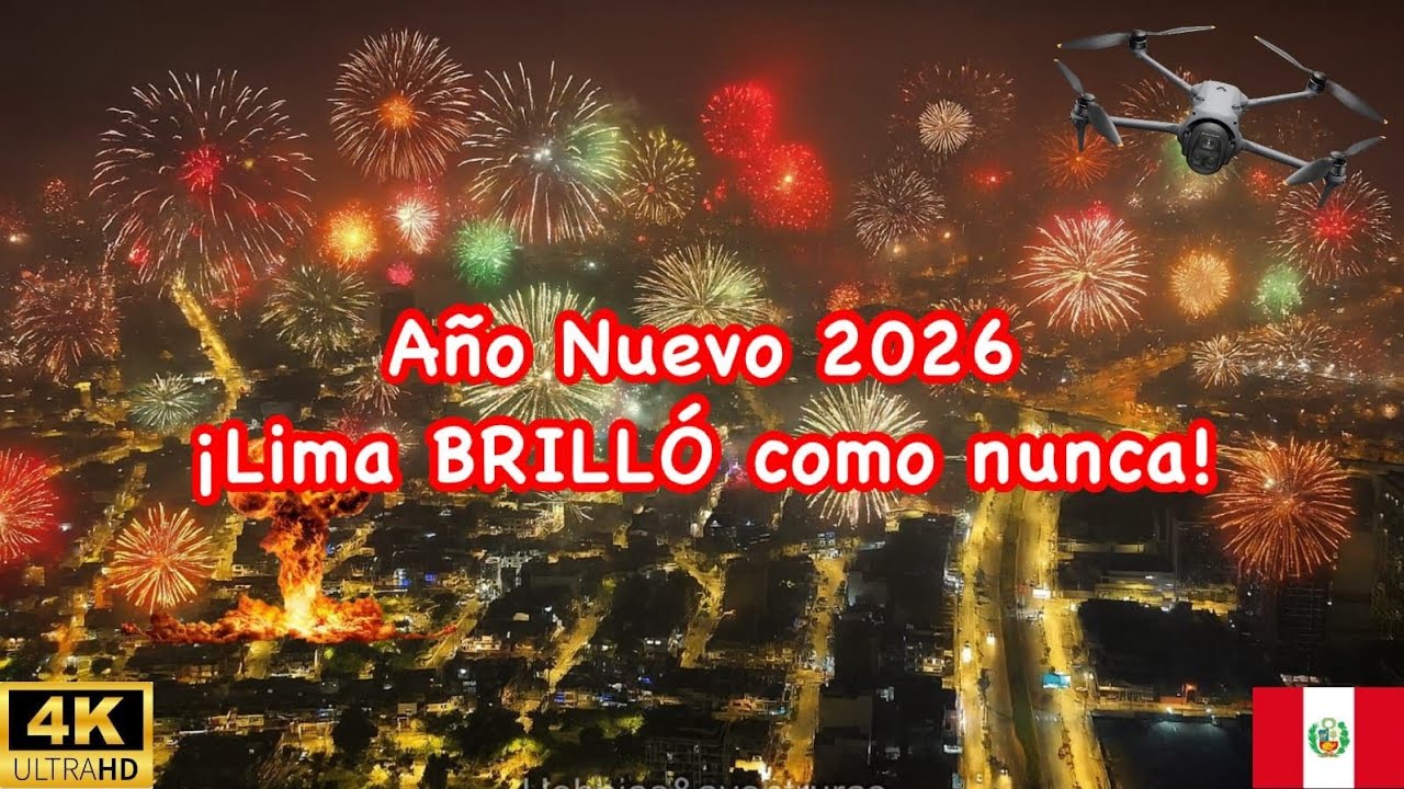 Lima Perú 🇵🇪: Así se vio el Año nuevo 2026 desde un drone. Batió Récord en Fuegos Artificiales!
