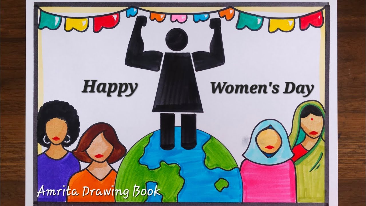 International Women's Day Poster Drawing easy | Women's Day Drawing | Happy Women's Day Drawing easy