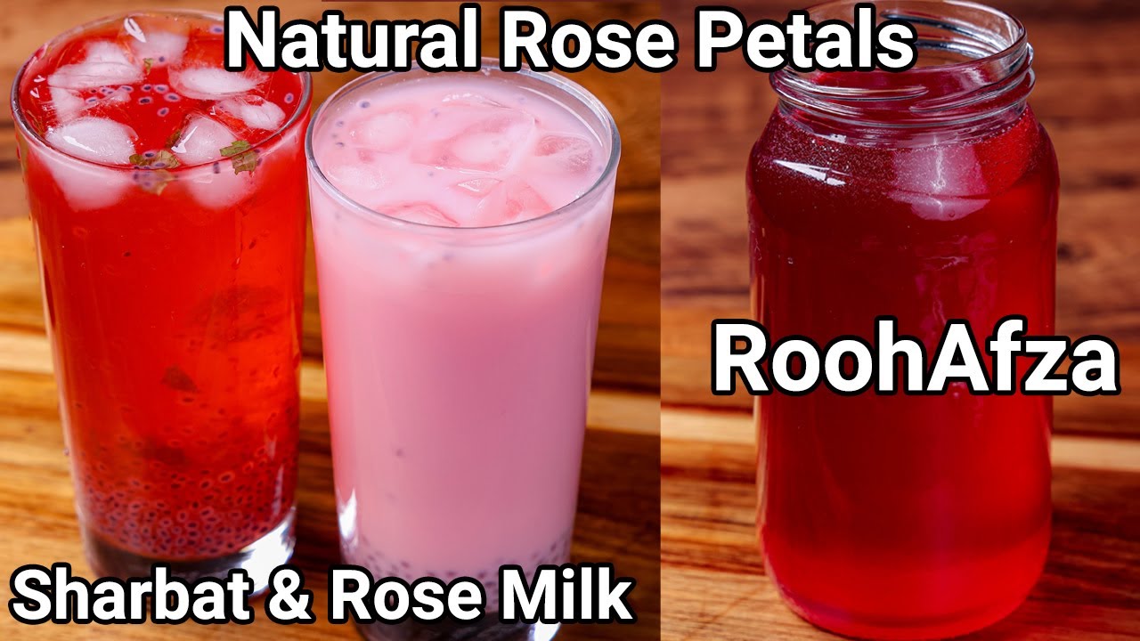 Homemade Rooh Afza Sharbat Premix - Refreshing Summer Drink 2 ways | Rose Sharbat & Milk Sharbat