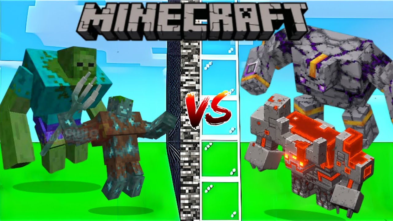 Mutant Zombies vs Advanced golams in Minecraft -Minecraft mob battle