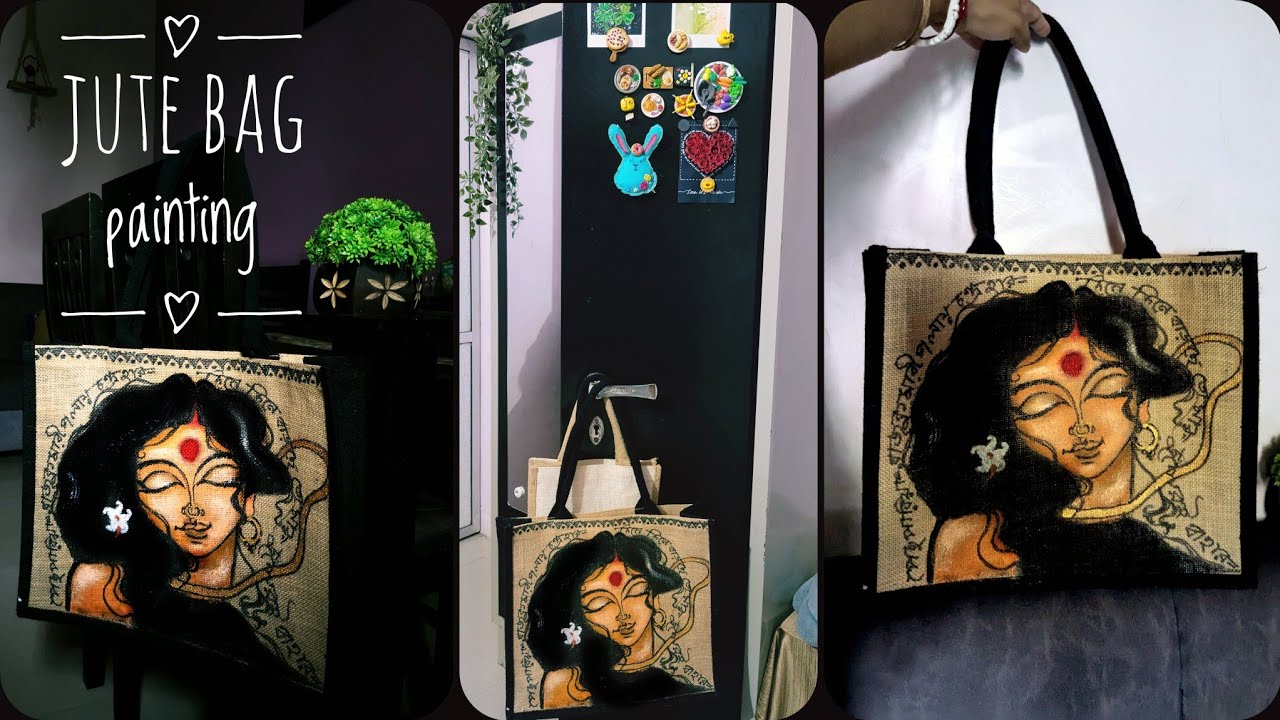 Painting on jute bag with acrylic colour/gave a new look to the jute bag