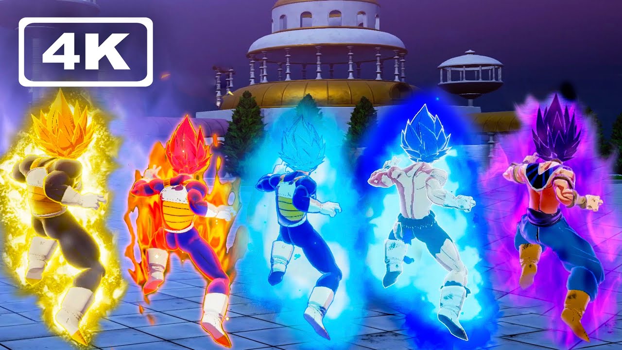 Dragon Ball Z Kakarot - All Vegeta Transformations Base & Ultra Ego (4K 60fps)
