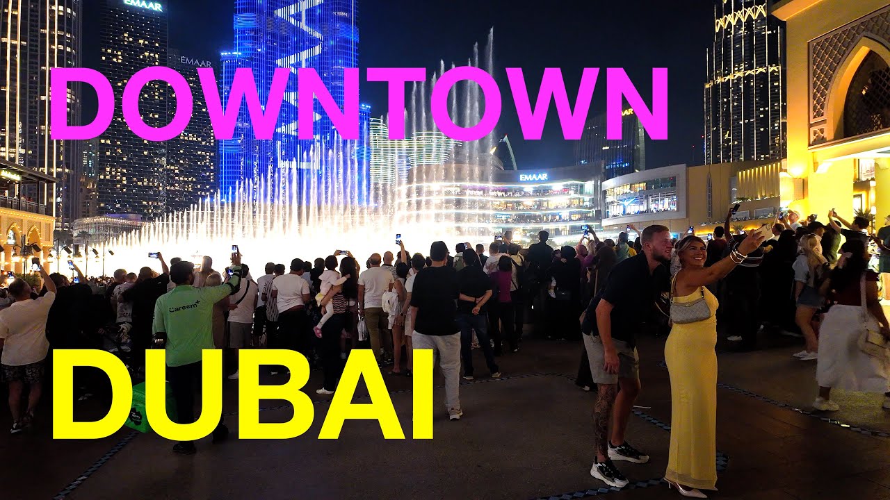 Downtown Dubai Night Walk – Fountain Show & City Lights | 4K SDR | Walking Video