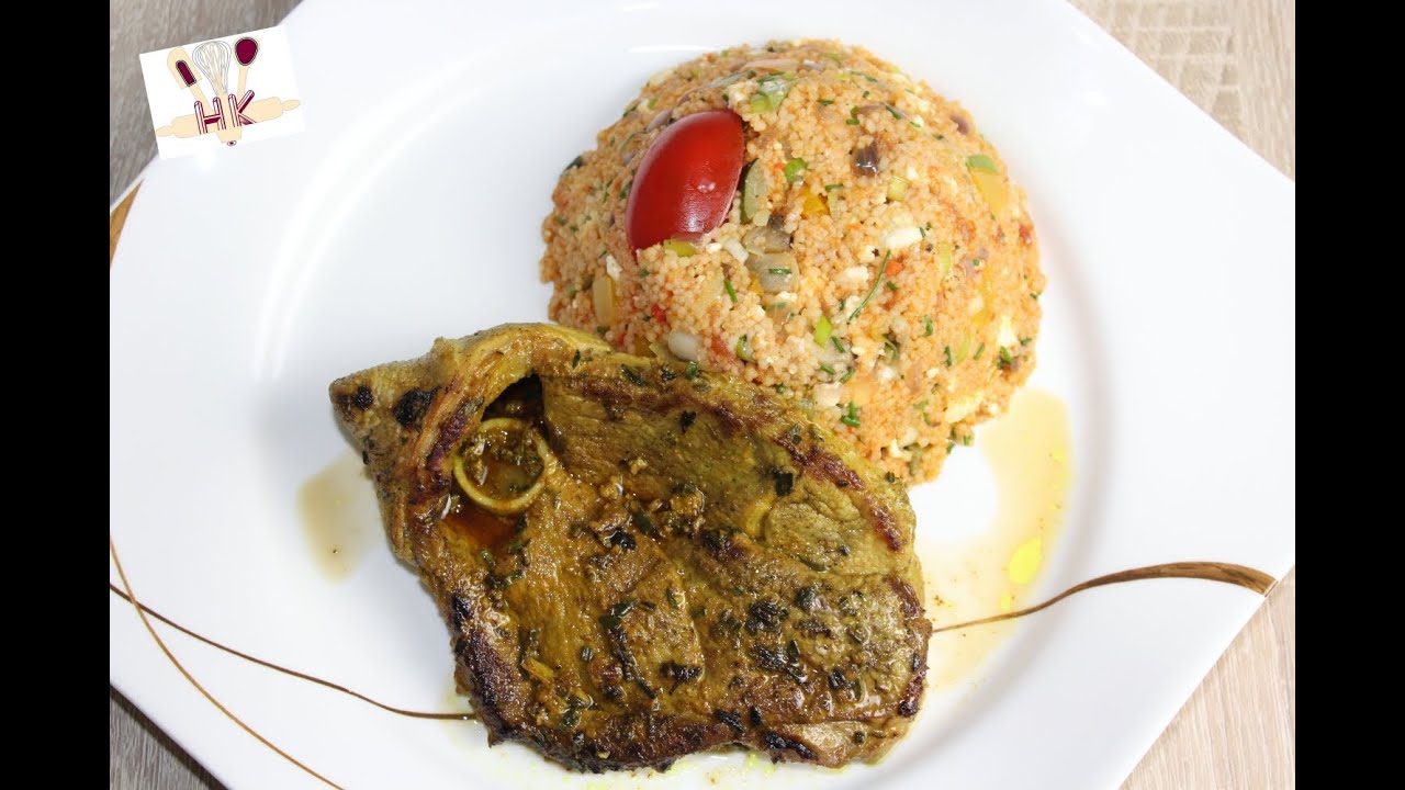 Marinierte Lammkoteletts mit Couscous oder Bulgursalat