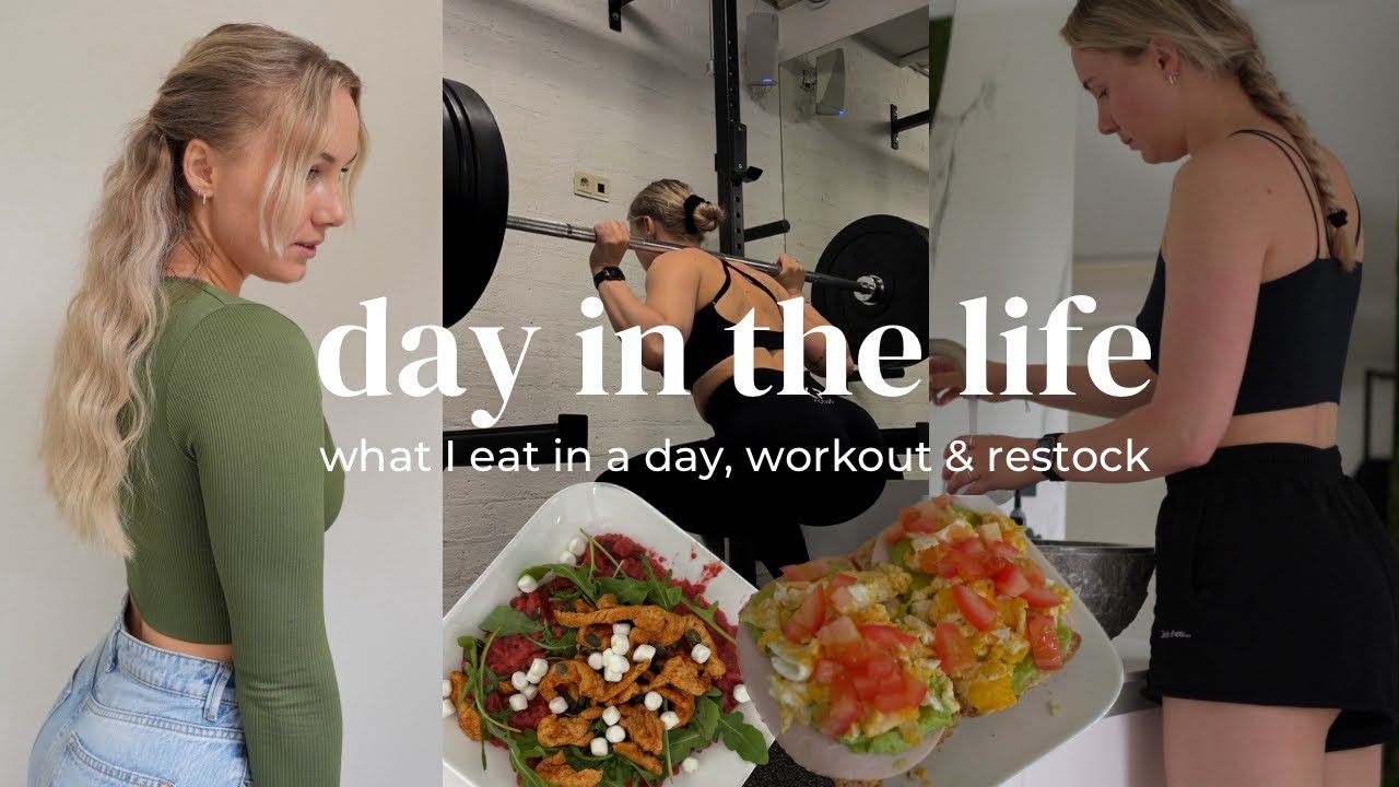 a day in the life! what I eat, heavy legday & aesthetic restock🤎