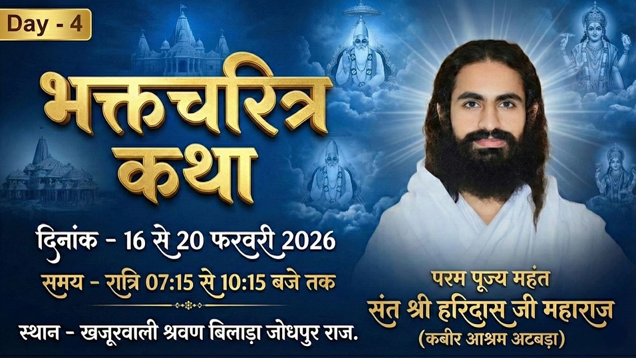🔴 LiVE Day - 04॥ भक्तमाल कथा ॥ महंत श्री हरिदास जी महाराज ॥ खजूरवाली श्रवण बिलाड़ा, जोधपुर राज.