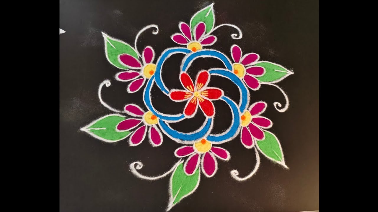 5 dots rangoli flower design #pongalspecialpookolam #rangoli #dialyrangoli #easykolamdesignswithdots