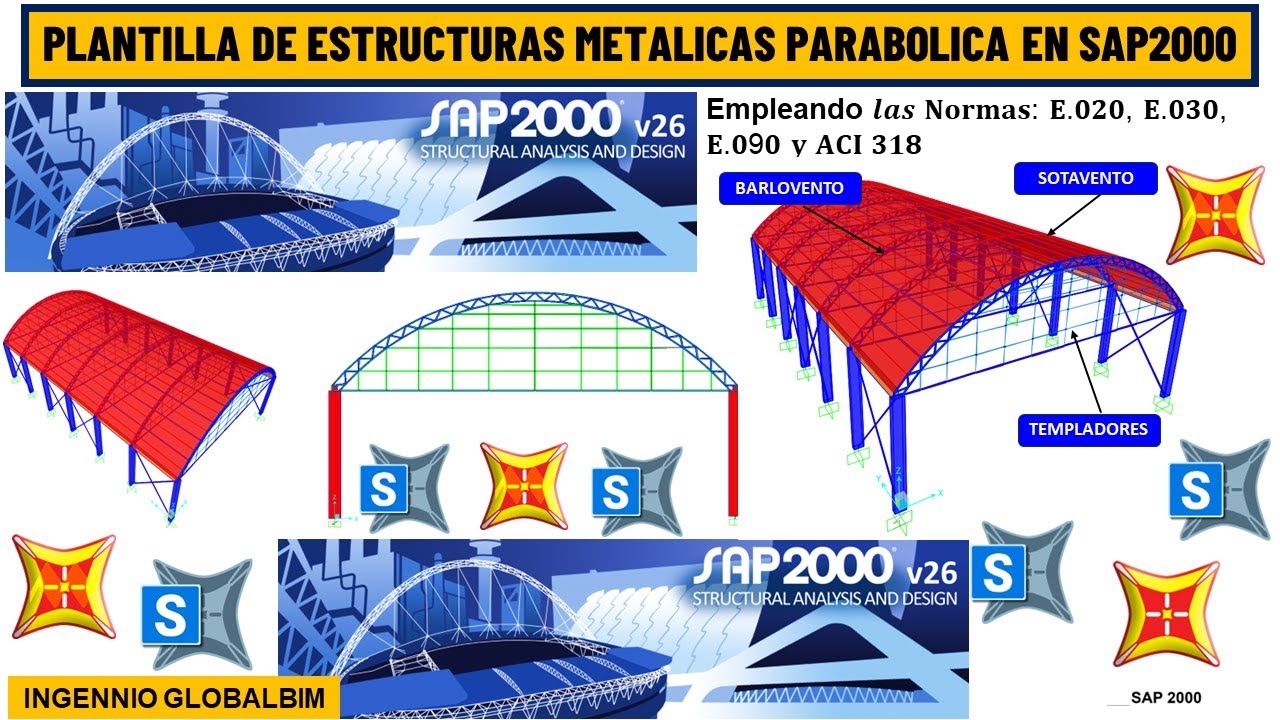 PLANTILLA DE  ESTRUCTURAS METALICAS PARABOLICA EN SAP2000 SEGUN RNE/ACI 318-19