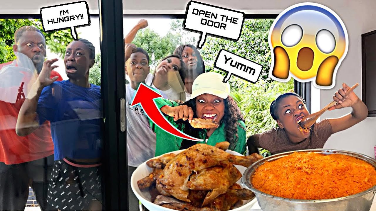 LOCKING MY FAMILY OUT THE HOUSE AND EATING THE ENTIRE FAMILY MEAL ((MUST WATCH))