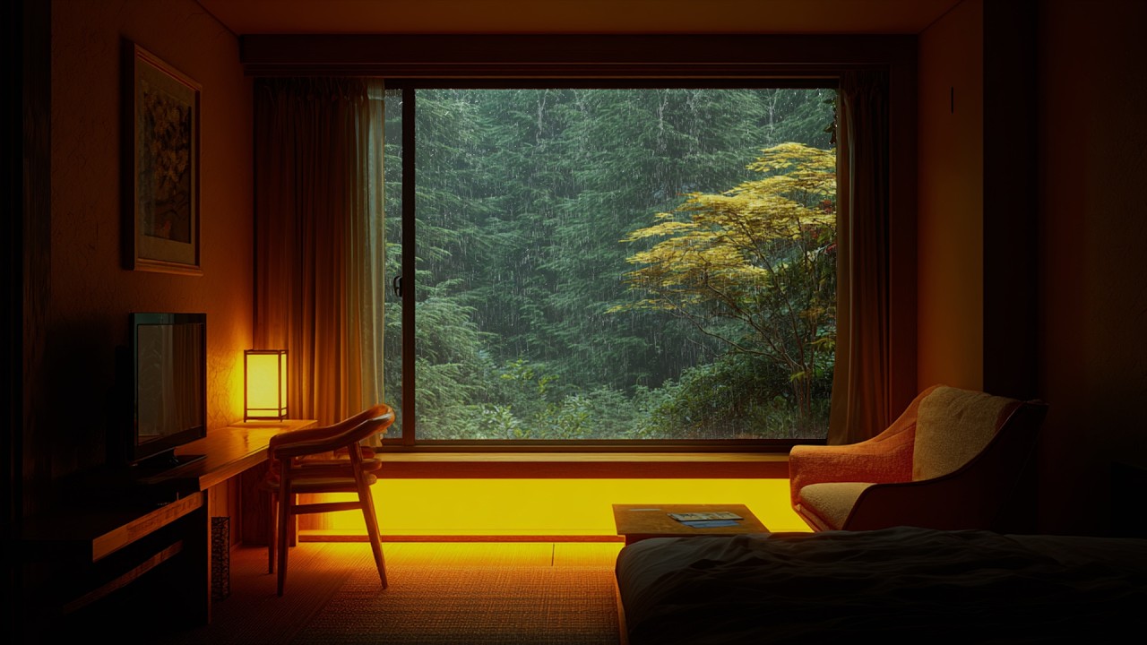 Midnight Rain and Gentle Piano | Calm Piano beneath Quiet Night Rain for Deep Sleep