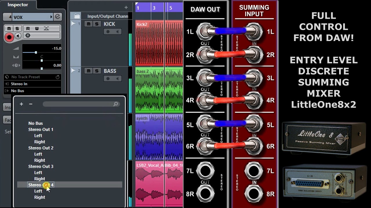 Cubase & Summing Mixer &ndash; Quick & Basic Signal Routing (4x Stereo) signal routing from DAW to SUM BOX