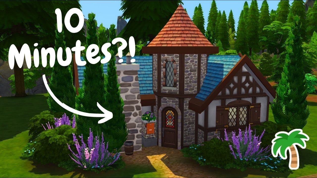 Can I Build A Medieval Cottage In 10 Minutes? 🍄 The Sims 4 10 Minute Build Challenge | No CC