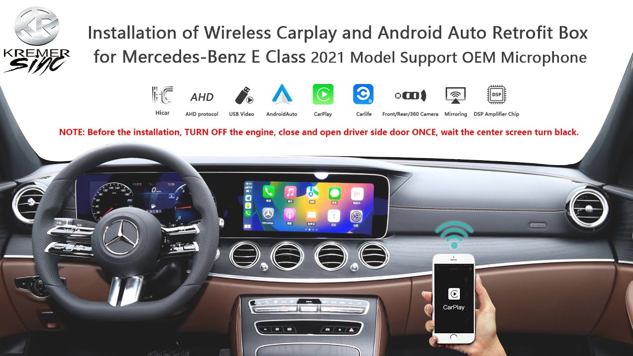 kSmart auto Upgraded Full Screen Wireless Carplay&AA for MercedesBenz E Class 2021 Model MBUX NTG6.0